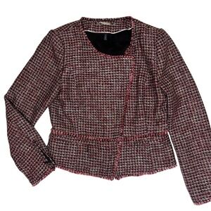 White House Black Market Blazer Black Red Tweed Size 8
